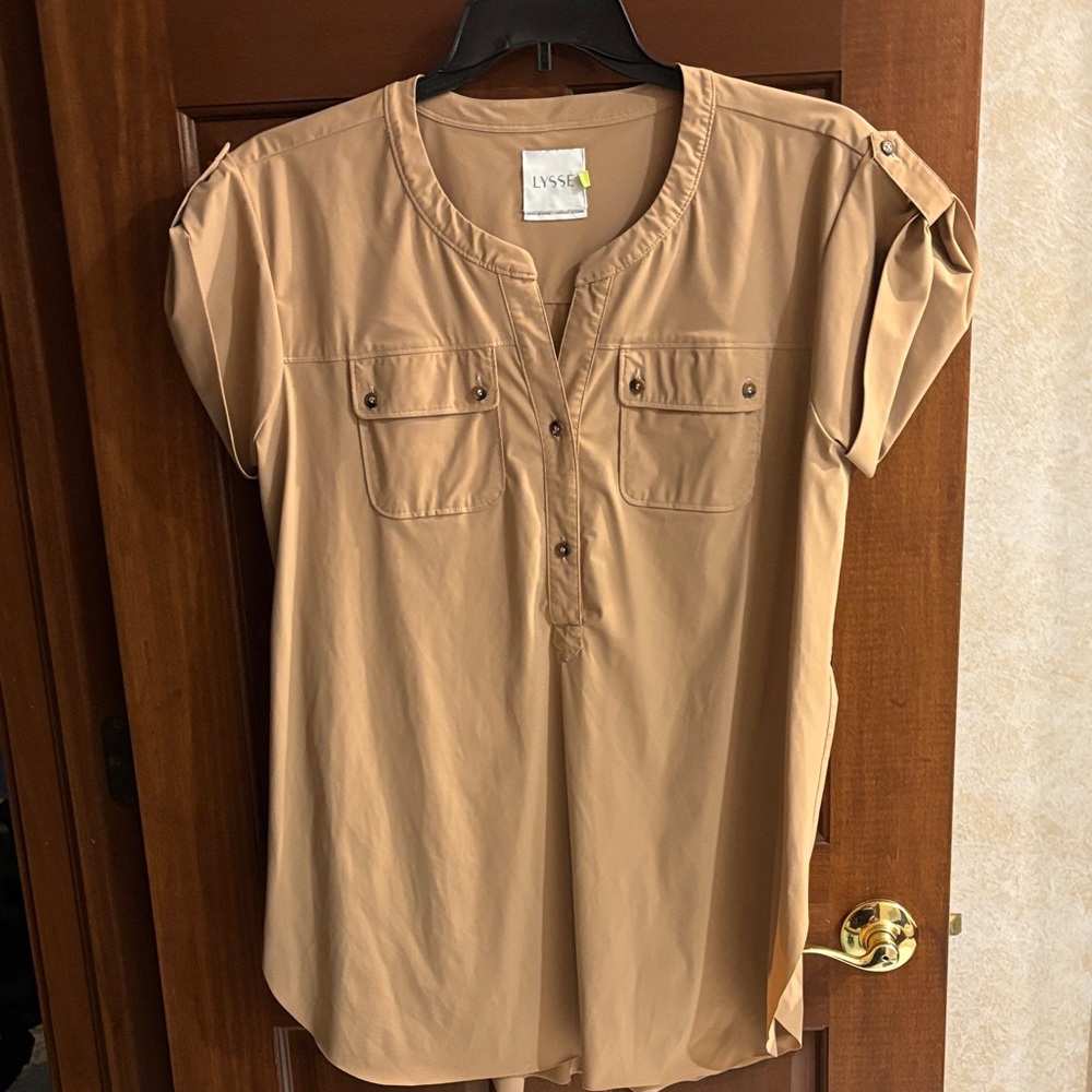 Lysse Tan Utility Short Sleeve Blouse